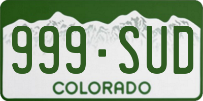 CO license plate 999SUD