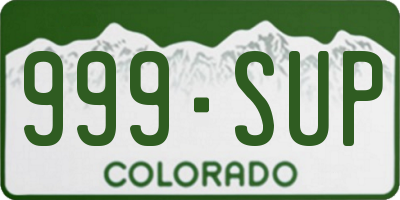 CO license plate 999SUP