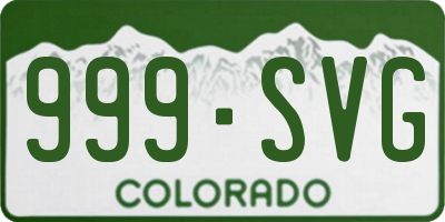 CO license plate 999SVG
