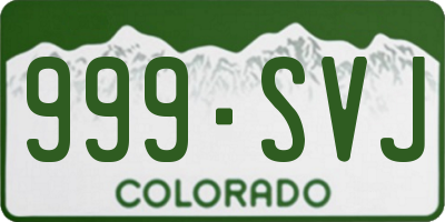CO license plate 999SVJ
