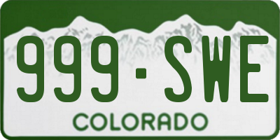 CO license plate 999SWE