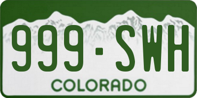 CO license plate 999SWH