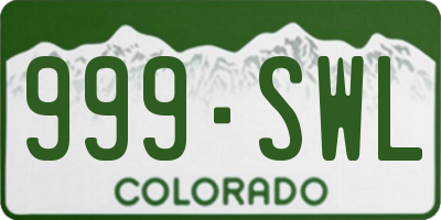 CO license plate 999SWL