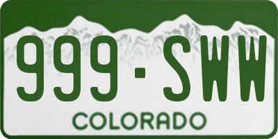 CO license plate 999SWW