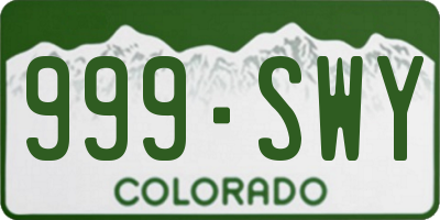 CO license plate 999SWY