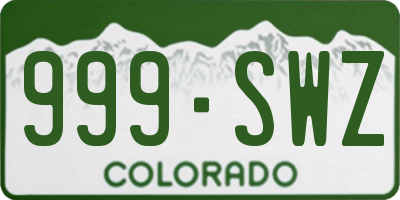 CO license plate 999SWZ