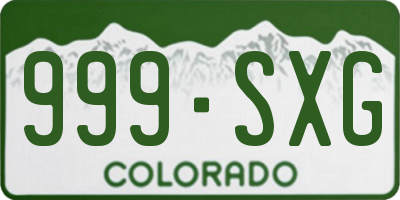 CO license plate 999SXG