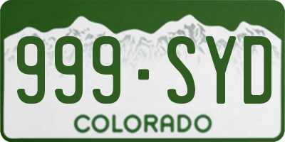 CO license plate 999SYD