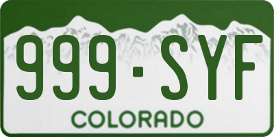 CO license plate 999SYF