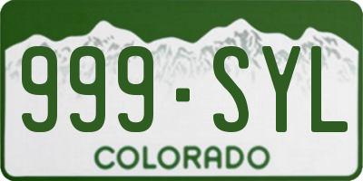 CO license plate 999SYL