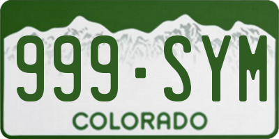 CO license plate 999SYM