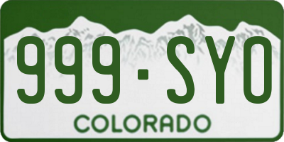 CO license plate 999SYO