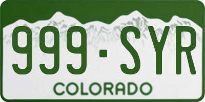 CO license plate 999SYR