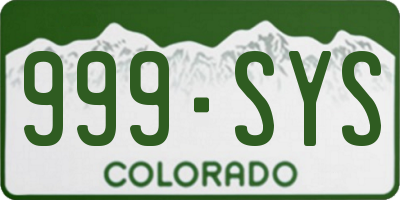 CO license plate 999SYS