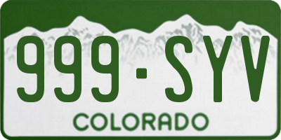 CO license plate 999SYV