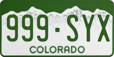 CO license plate 999SYX