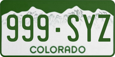 CO license plate 999SYZ