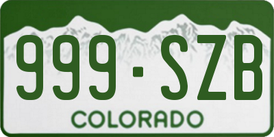 CO license plate 999SZB