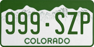 CO license plate 999SZP