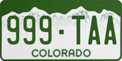 CO license plate 999TAA