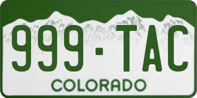 CO license plate 999TAC