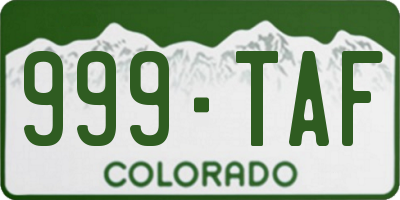 CO license plate 999TAF