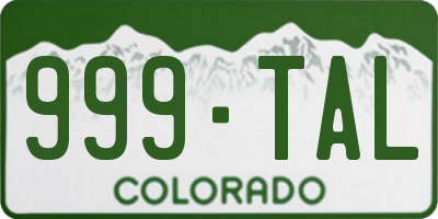 CO license plate 999TAL
