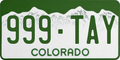 CO license plate 999TAY