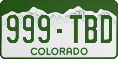 CO license plate 999TBD