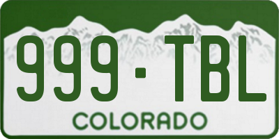 CO license plate 999TBL