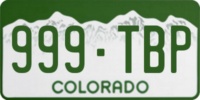 CO license plate 999TBP