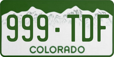 CO license plate 999TDF