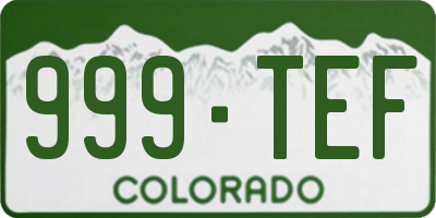 CO license plate 999TEF