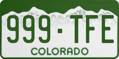 CO license plate 999TFE