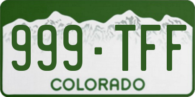 CO license plate 999TFF