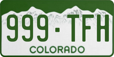 CO license plate 999TFH