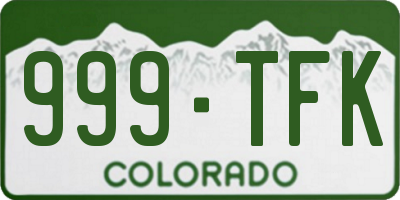 CO license plate 999TFK
