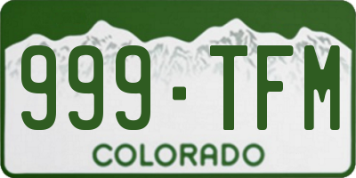 CO license plate 999TFM