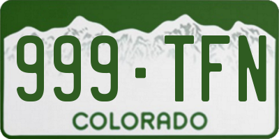 CO license plate 999TFN