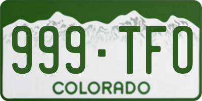 CO license plate 999TFO