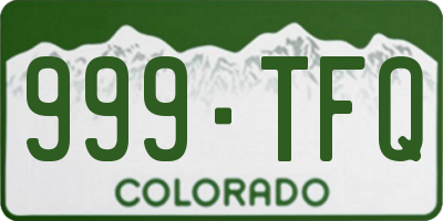 CO license plate 999TFQ