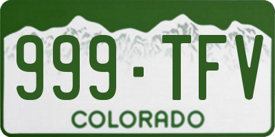 CO license plate 999TFV