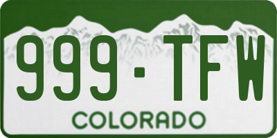 CO license plate 999TFW