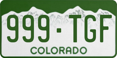 CO license plate 999TGF