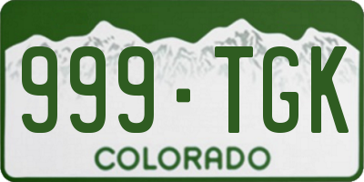 CO license plate 999TGK