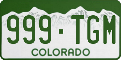 CO license plate 999TGM