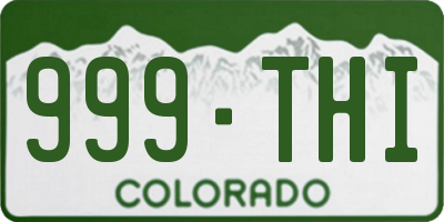 CO license plate 999THI