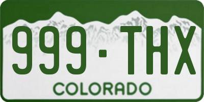 CO license plate 999THX