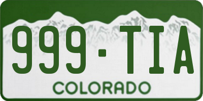CO license plate 999TIA