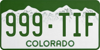 CO license plate 999TIF